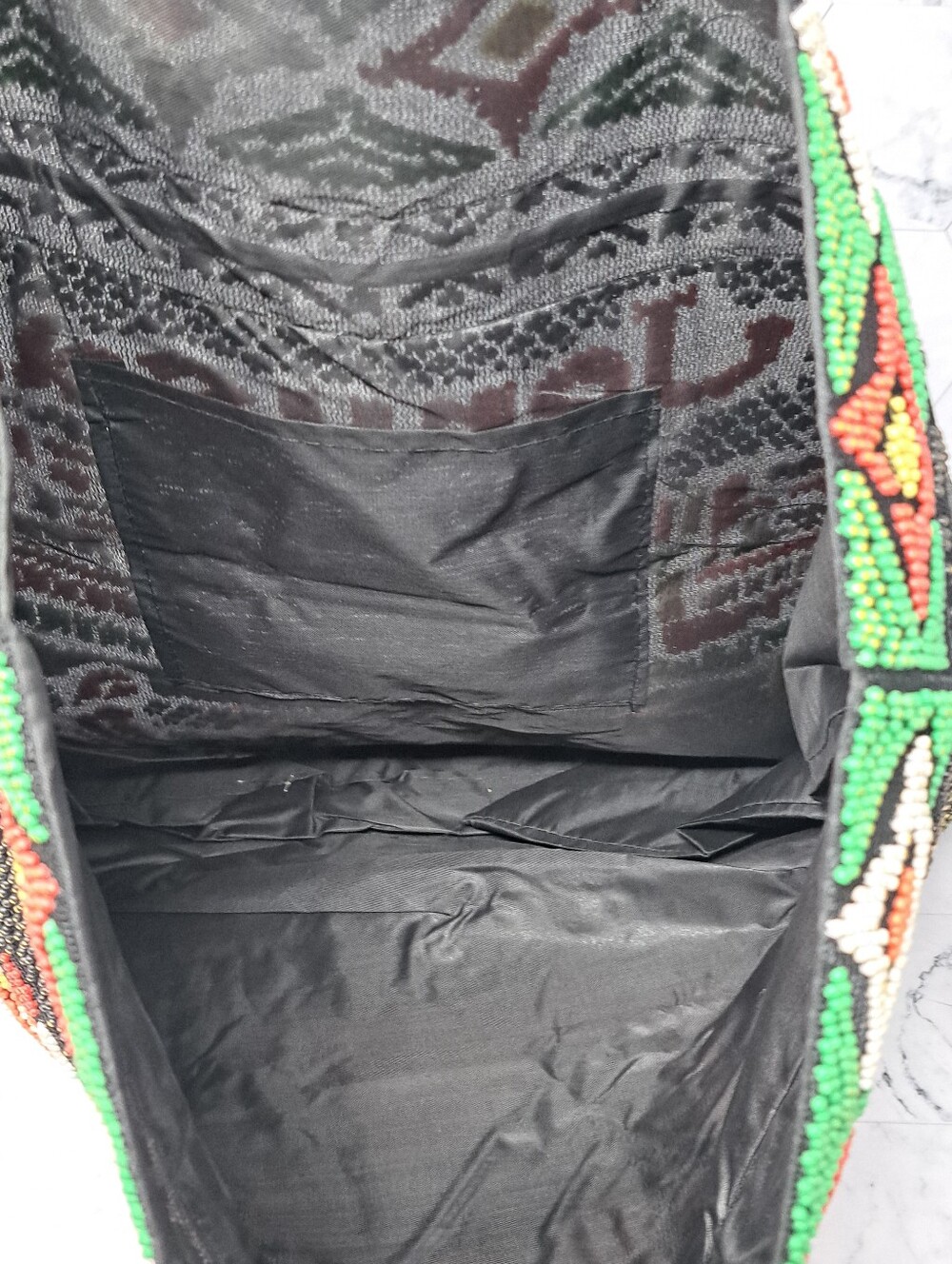 Multi-Color Beaded "Jerusalem" Drawstring Tote Bag - Picture 3 of 6